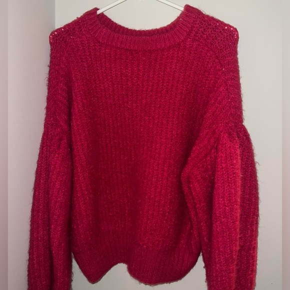 a new day Sweaters - A New Day Raspberry Sweater with Balloon Sleeves!